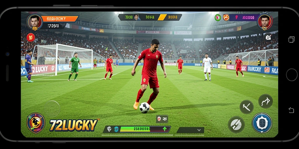 Screenshot gameplay 72LUCKY menampilkan aksi seru di lapangan.