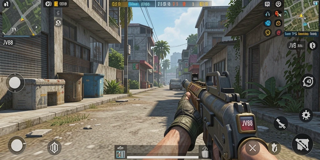 Tampilan gameplay seru dalam JV88 yang penuh aksi dan strategi.