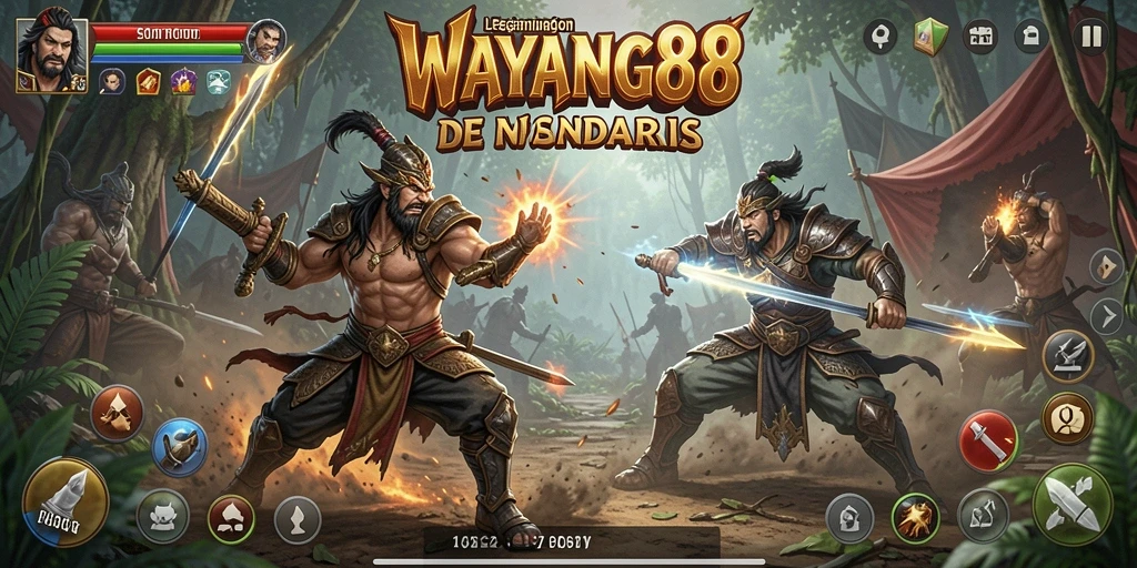 Tangkapan layar gameplay <strong>WAYANG88</strong> yang menunjukkan aksi pertarungan yang mendebarkan.